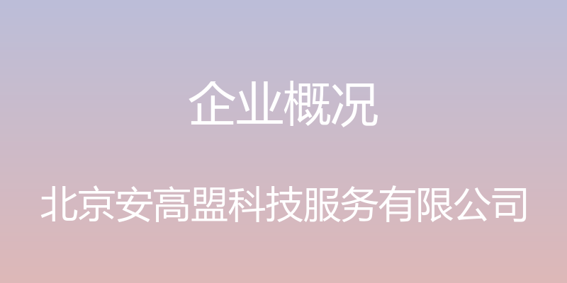 企业概况 - 北京安高盟科技服务有限公司